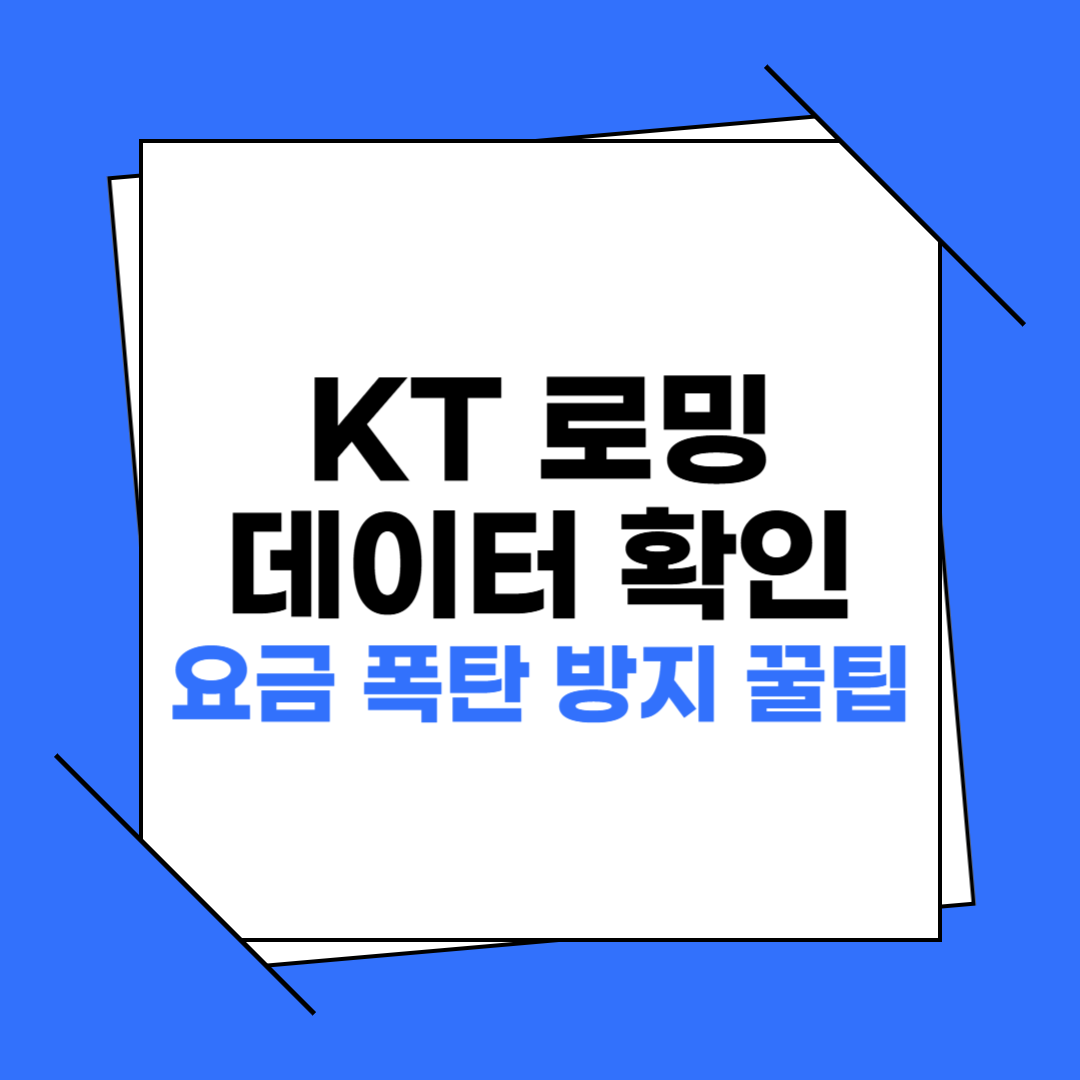 KT 로밍 데이터 확인, 요금 폭탄 방지 꿀팁