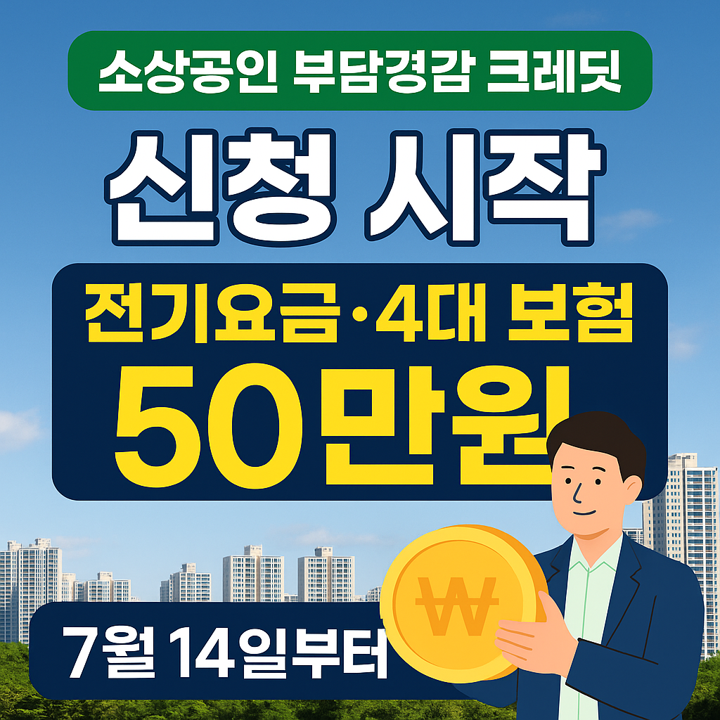 소상공인 부담경감 크레딧 50만원, 7월 14일부터 신청 시작! 공공요금·4대보험 납부 지원 총정리