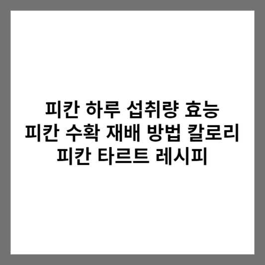 피칸 하루 섭취량 효능 피칸 수확 재배 방법 칼로리 / 피칸 타르트 레시피