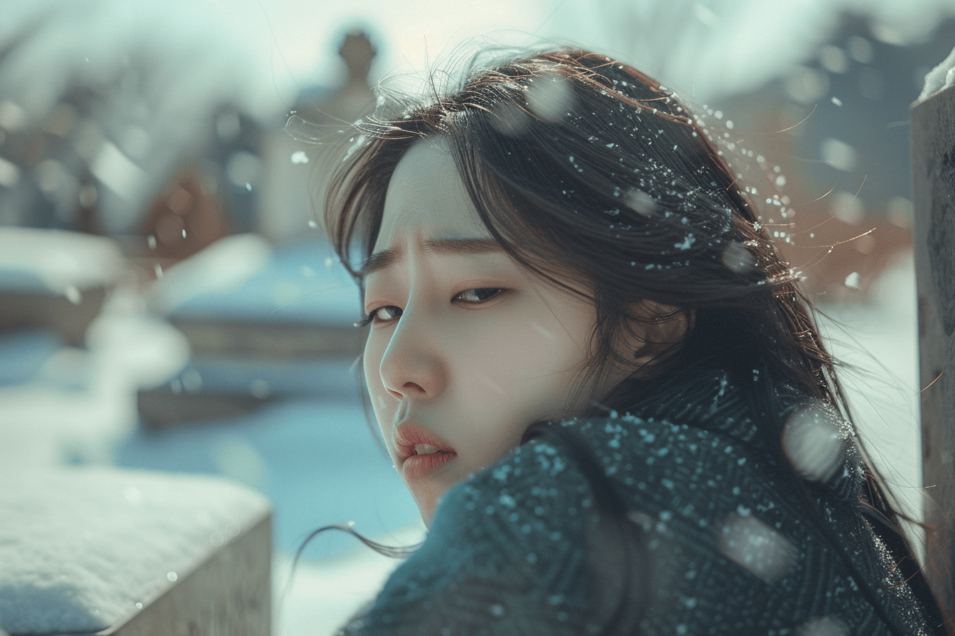 눈오는-날-슬픈-표정의-여성