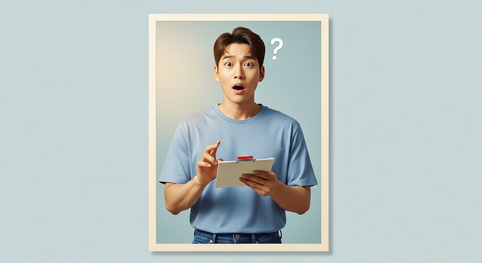 실수로 잘못 제출한 후 당황한 표정의 남성