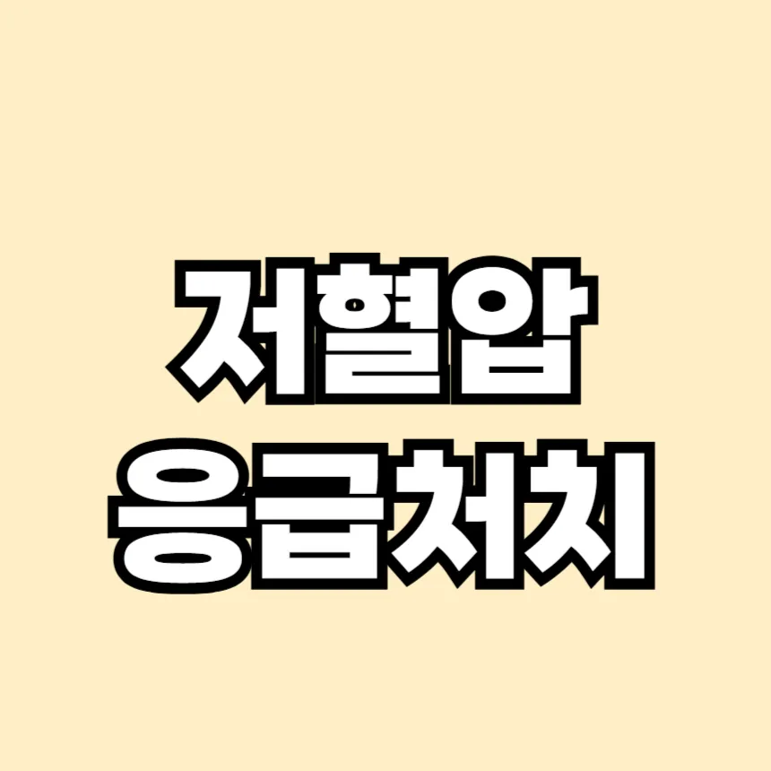 저혈압 응급 처치