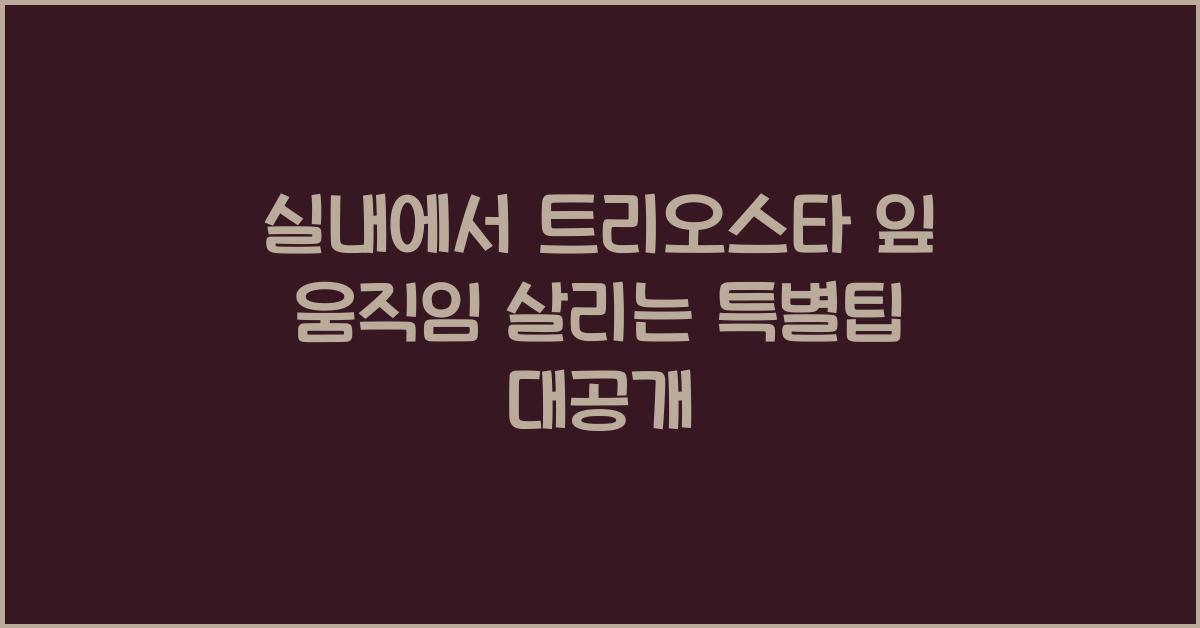 실내에서 트리오스타 잎 움직임 살리는 특별팁