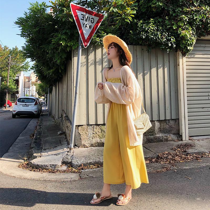 여성 여름 점프 슈트 멜빵 바지 와이드 팬츠 비치 5