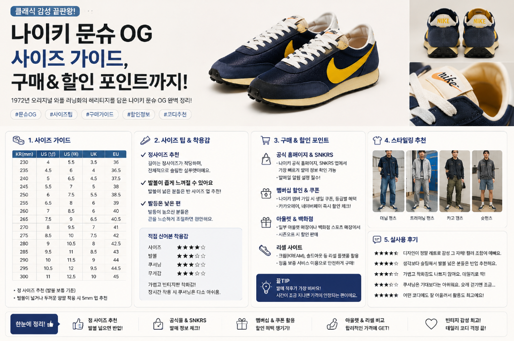 나이키 문슈 OG 구매 가이드부터 할인 포인트까지, 이것만 알면 끝