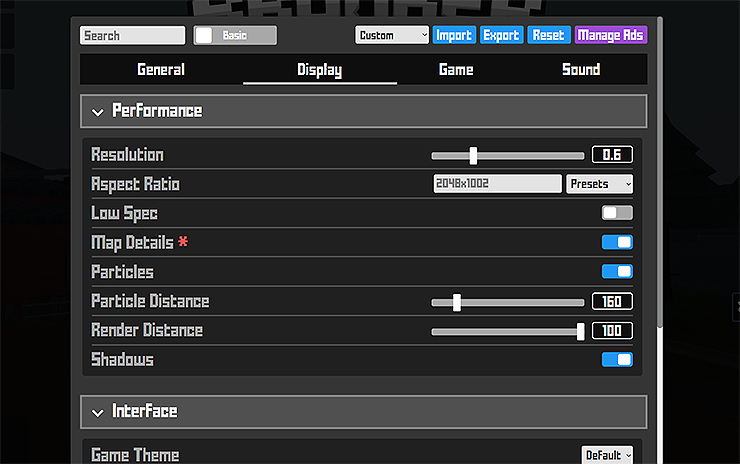 크런커-게임-설정-창