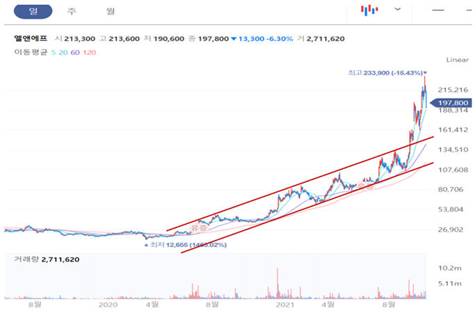 엘앤에프-일봉-차트