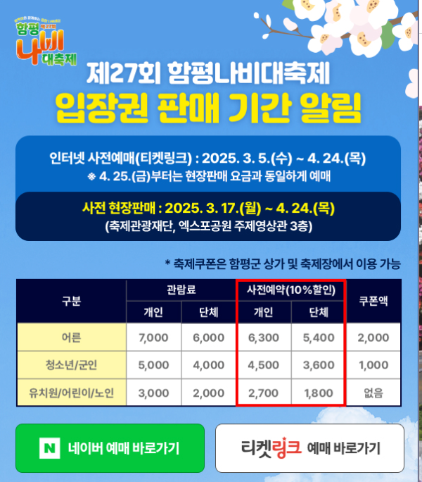 함평나비대축제 입장표