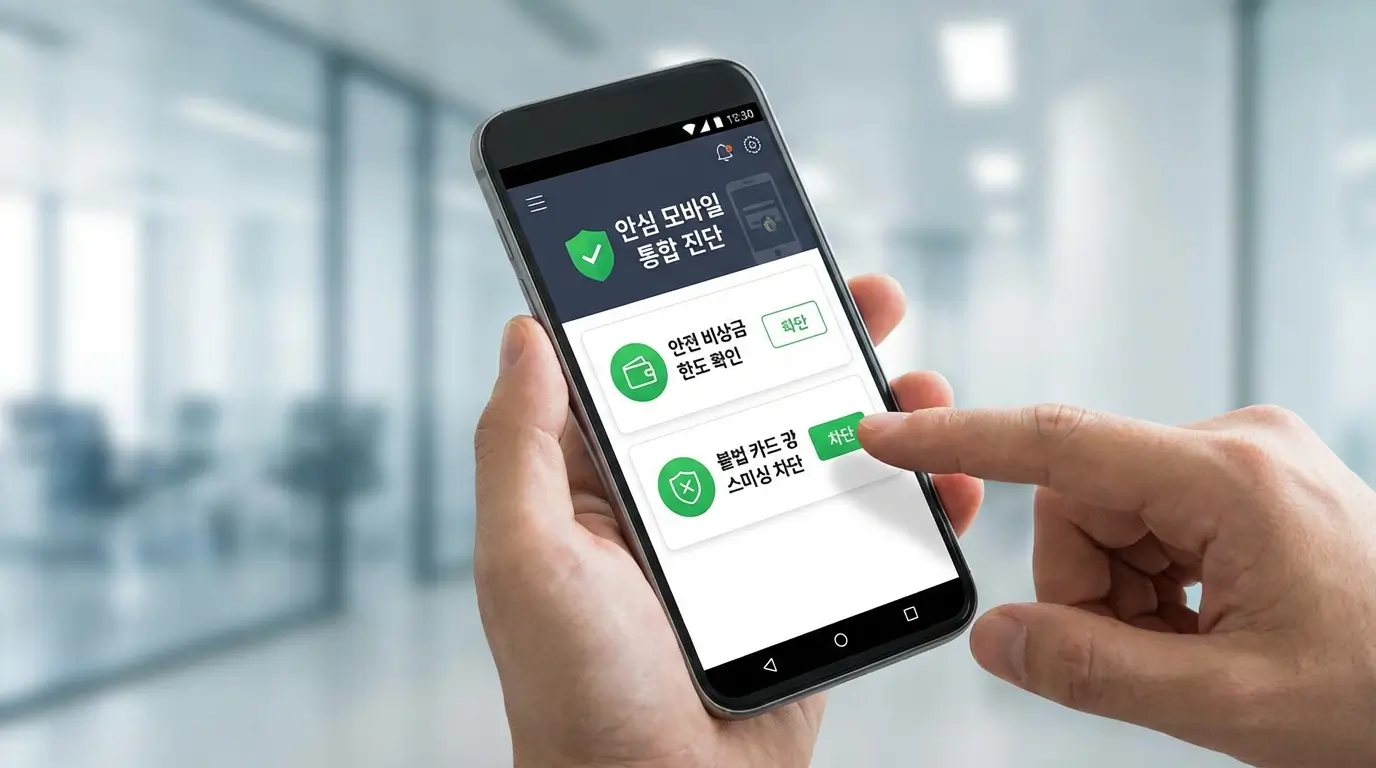모바일 통합 진단 앱 안전 비상금 한도 확인 및 불법 카드 깡 스미싱 차단