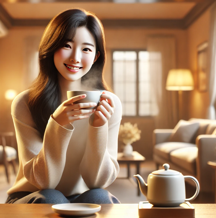 보리차 마시는 사진