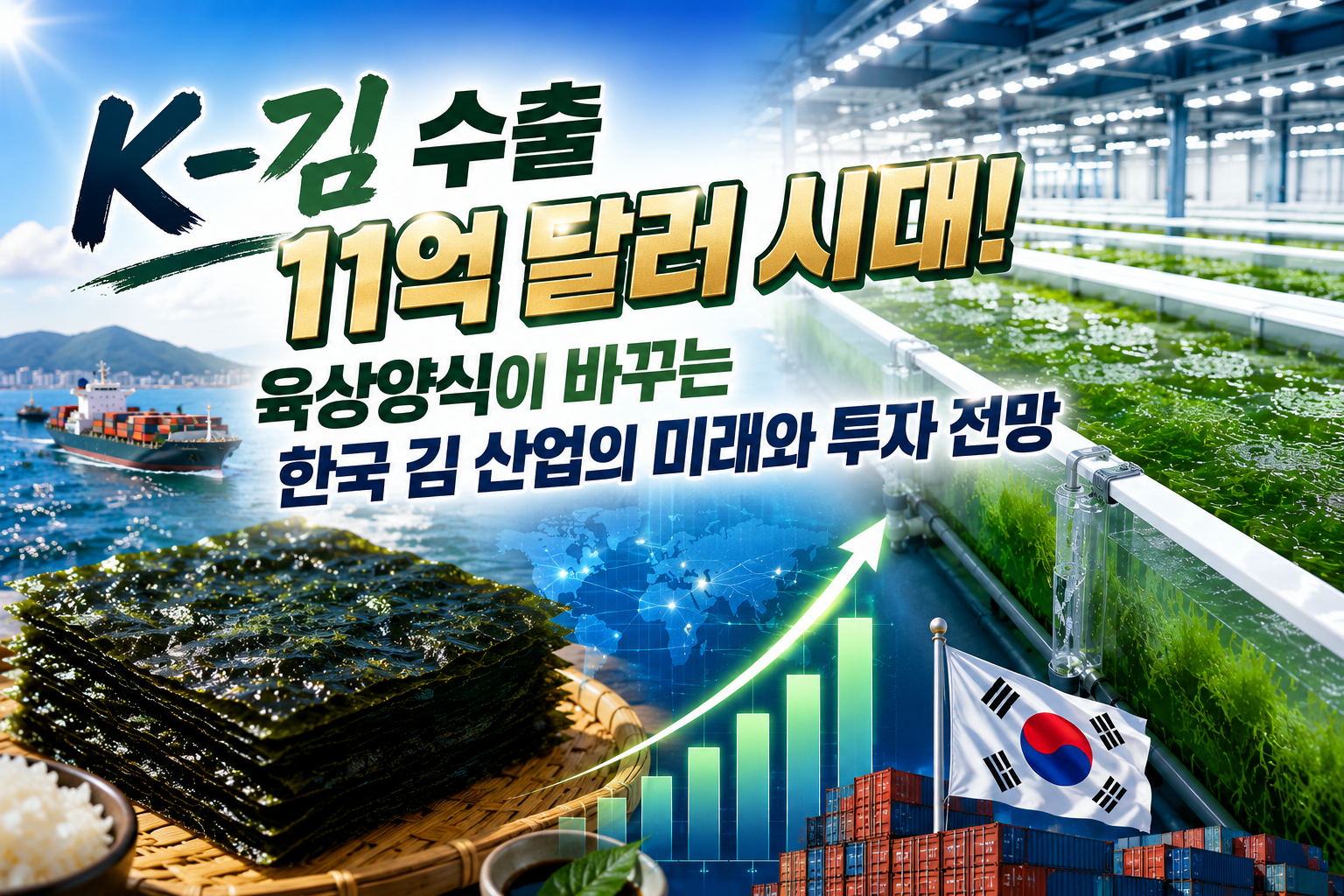 K-김 수출 11억 달러 시대! 육상양식이 바꾸는 한국 김 산업의 미래와 투자 전망 관련 사진