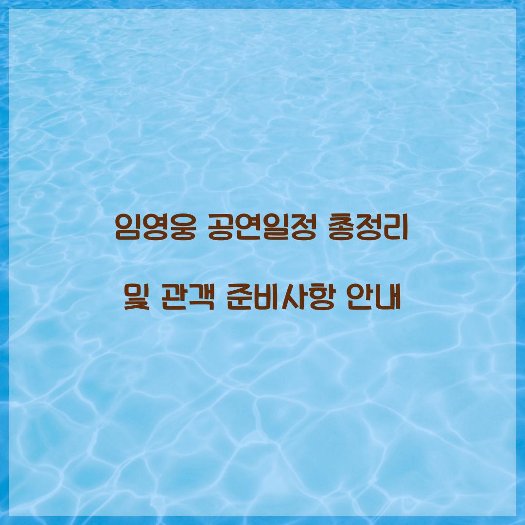 임영웅 공연일정