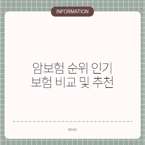 암보험 순위 인기 보험 비교 및 추천