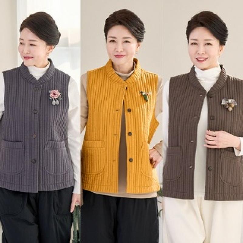 엄마옷 로즈맘 늘함께누빔면조끼 겨울 할머니조끼 중년여성 50대60대 김장조끼