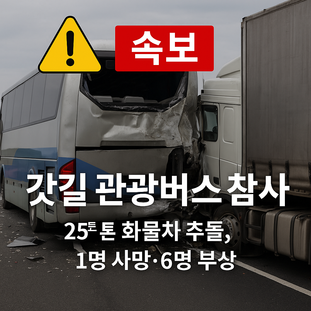 갓길 정차한 관광버스 참사, 25톤 화물차가 들이받아.. 7명 사상