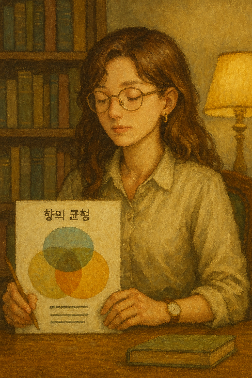 “조화를 상징하는 향의 레이어 – 균형 잡힌 마음의 부를 표현한 장면”