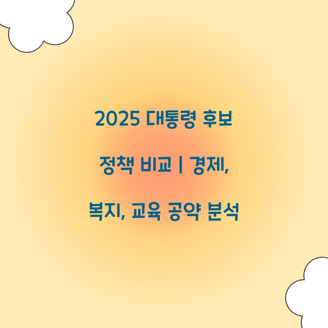 2025 대통령 후보 정책 비교