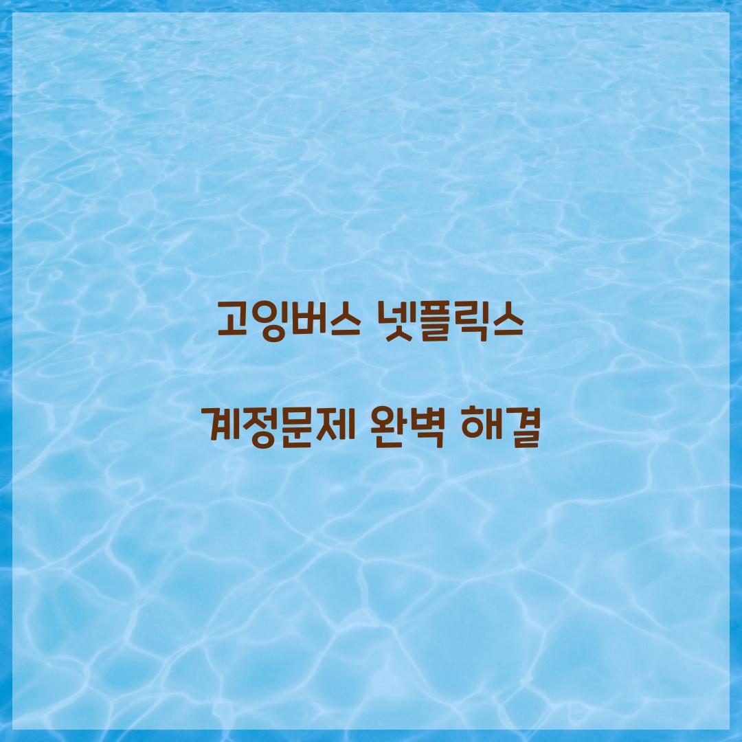 고잉버스 넷플릭스 계정문제