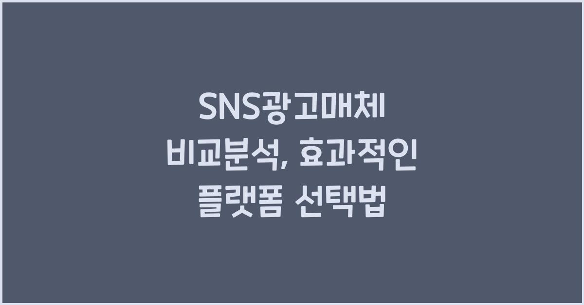 SNS광고매체·비교분석