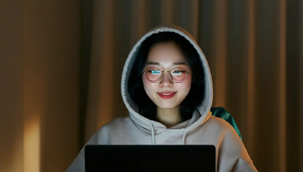 영상을 시청하는 여성