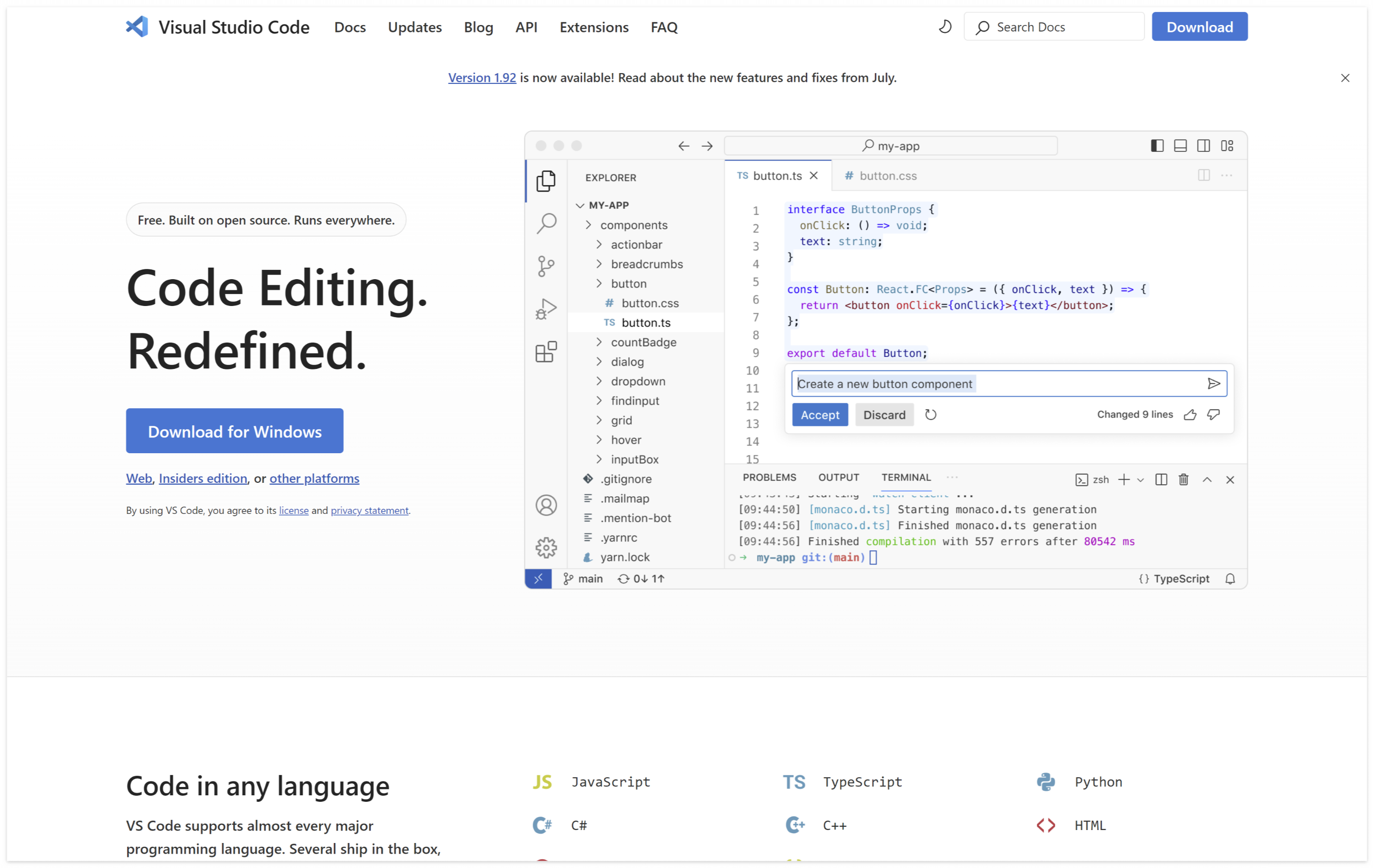 Visual Studio Code Download 화면