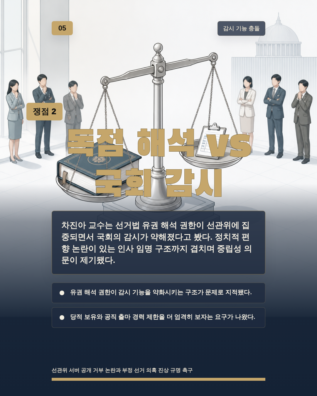 독점 해석 vs 국회 감시