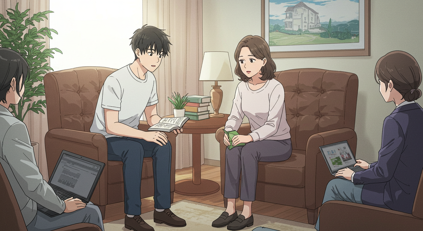 청소년과 부모가 상담받는 장면