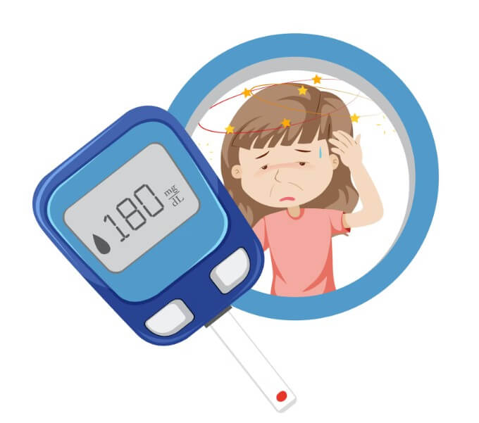 혈당을 측정하는 당뇨 환자