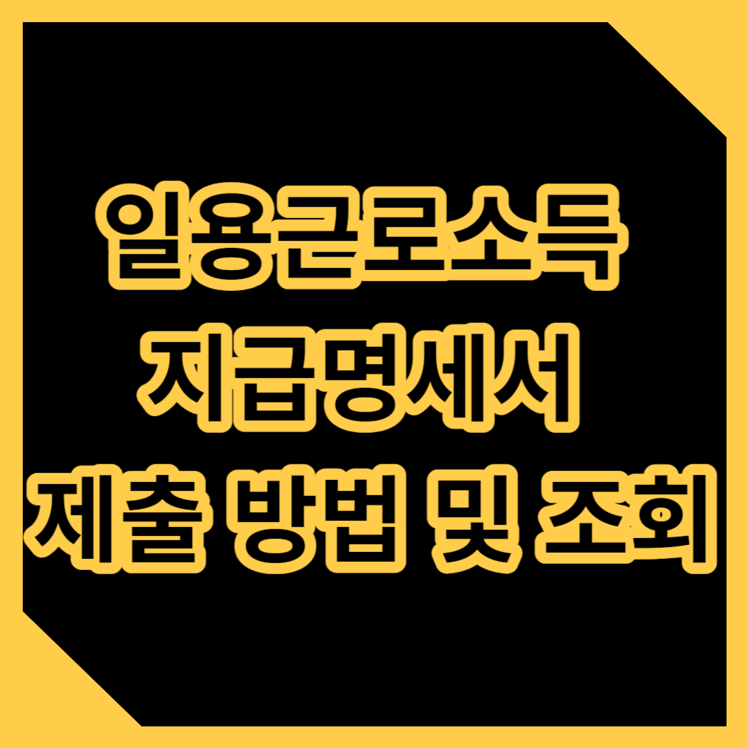 일용근로소득 지급명세서 제출 방법 및 조회