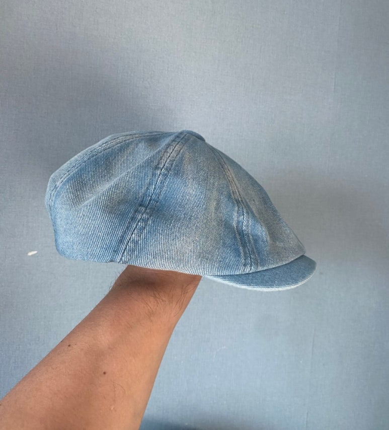 유니버셜 케미스트리 베레모 스톤워싱 데님 헌팅캡 Washing Light Denim Banding Huntingcap