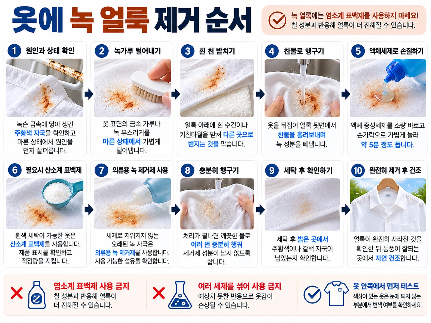 녹 얼룩 제거 순서