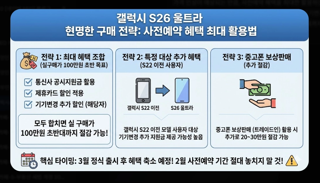 갤럭시 S26 울트라 출시일 [사전예약 혜택] 가격 스펙 변화 및 구매 전략 5단계