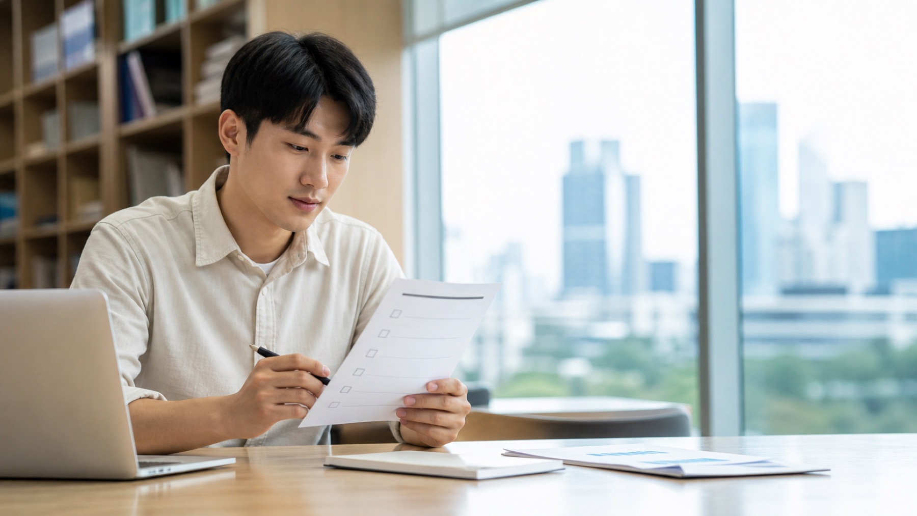 채용 일정표와 지원 서류를 보며 공공기관 채용을 준비하는 구직자
