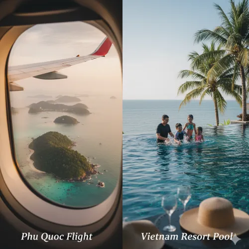 Phu Quoc Flight Landing-Vietnam Resort Pool-푸꾸옥 항공권-리조트