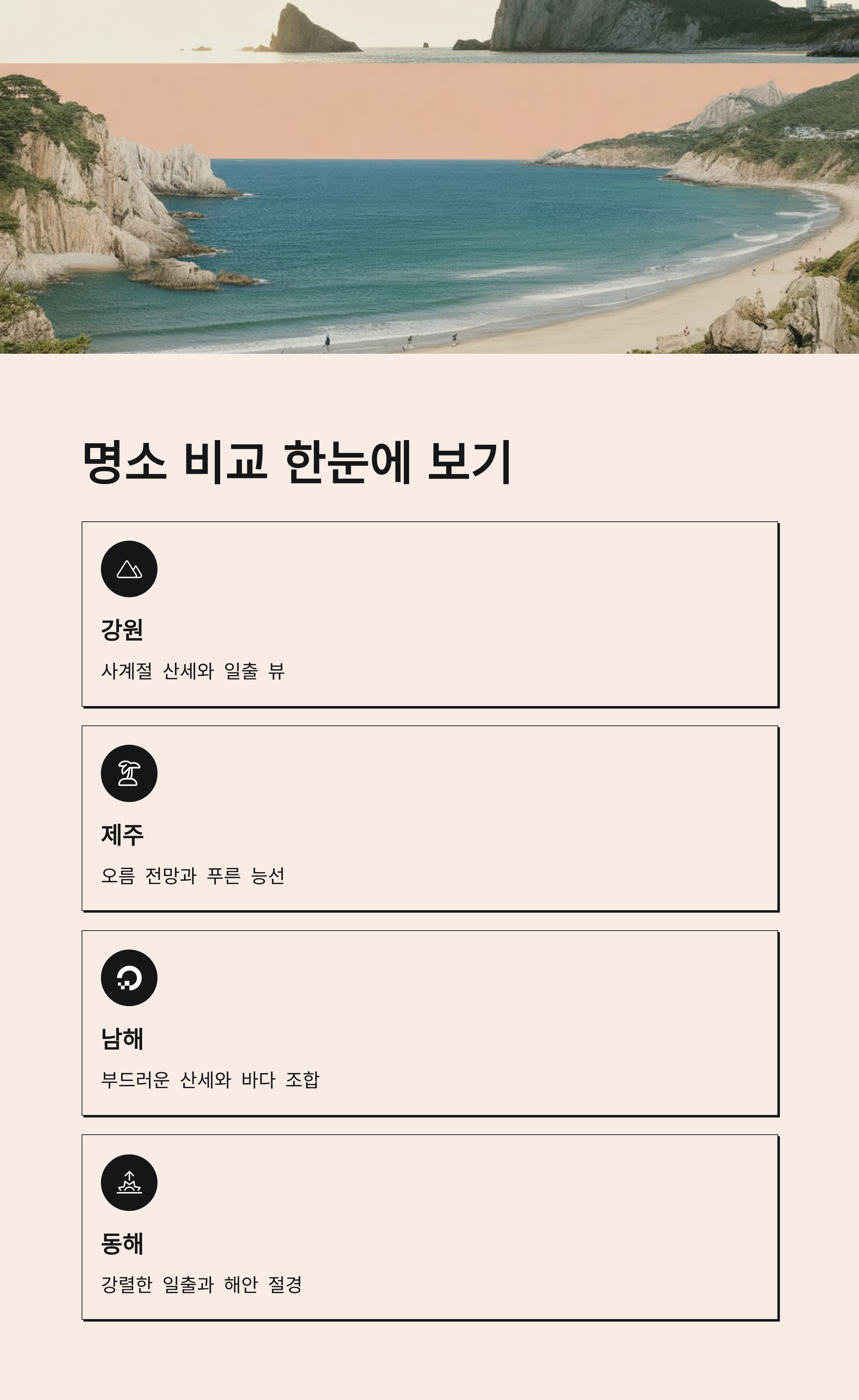 자연 풍경이 돋보이는 명소 비교 한눈에 보기