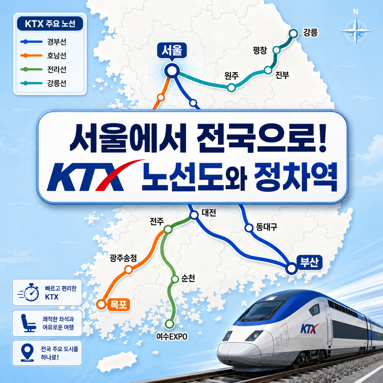 KTX 노선도 완전정복 (서울출발역, 정차역, 예매팁)