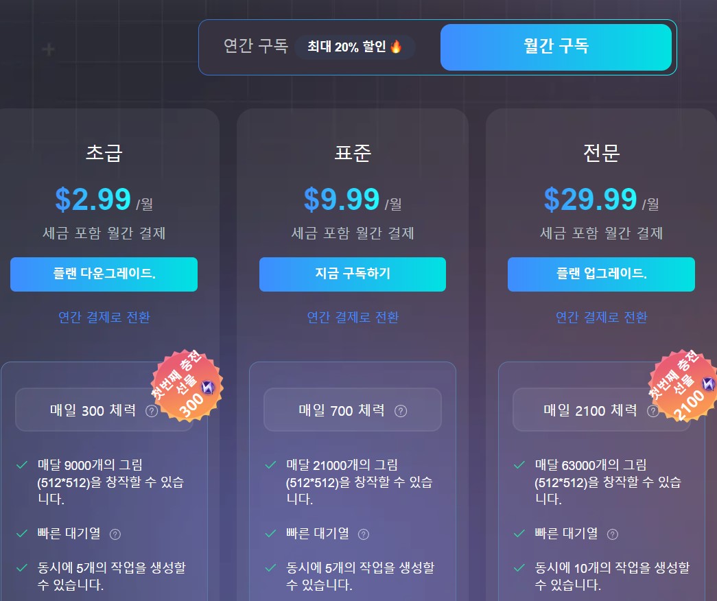 유료 구독 가격 정보