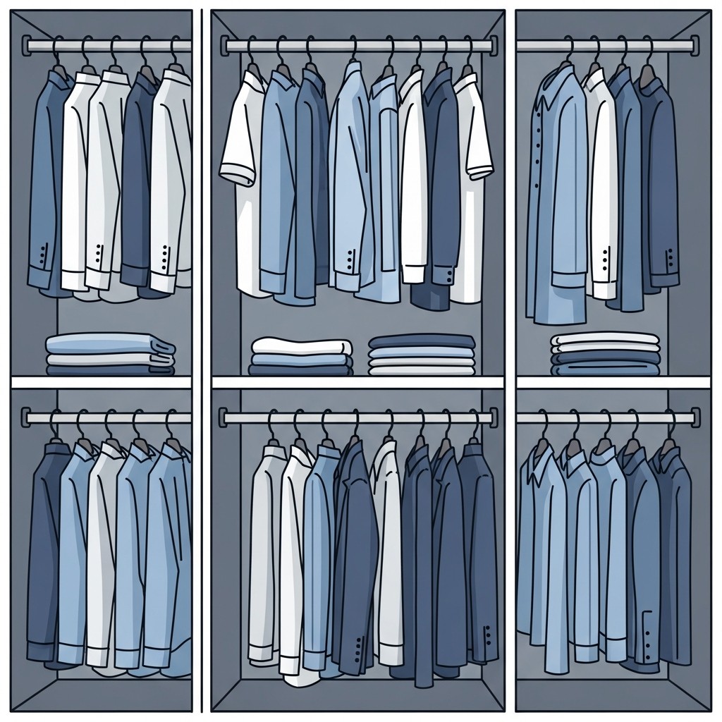 간격 맞춘 옷걸이 정리 상태