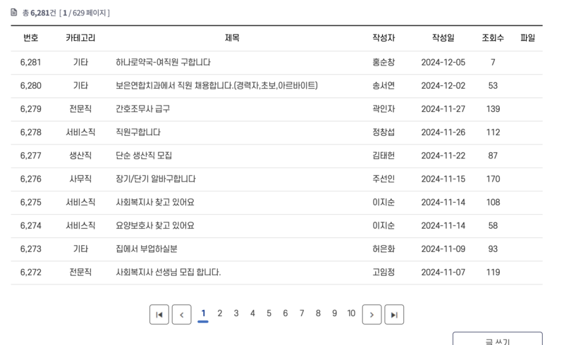 보은군청 구인구직 게시판