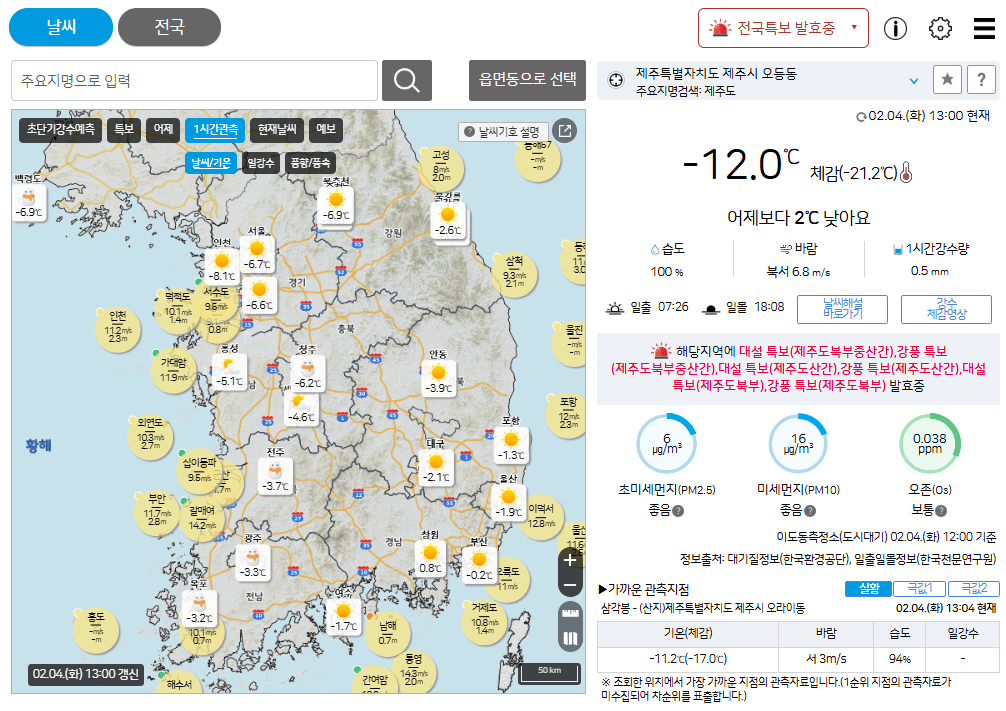 지역별 주간날씨예보