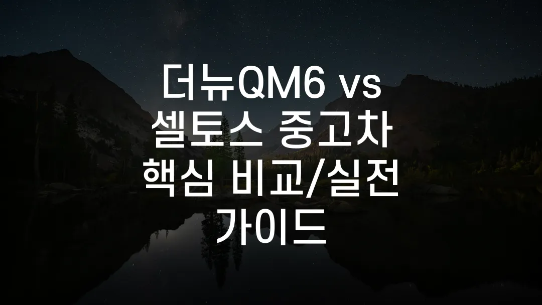 더뉴QM6 vs 셀토스 중고차 핵심 비교/실전 가이드