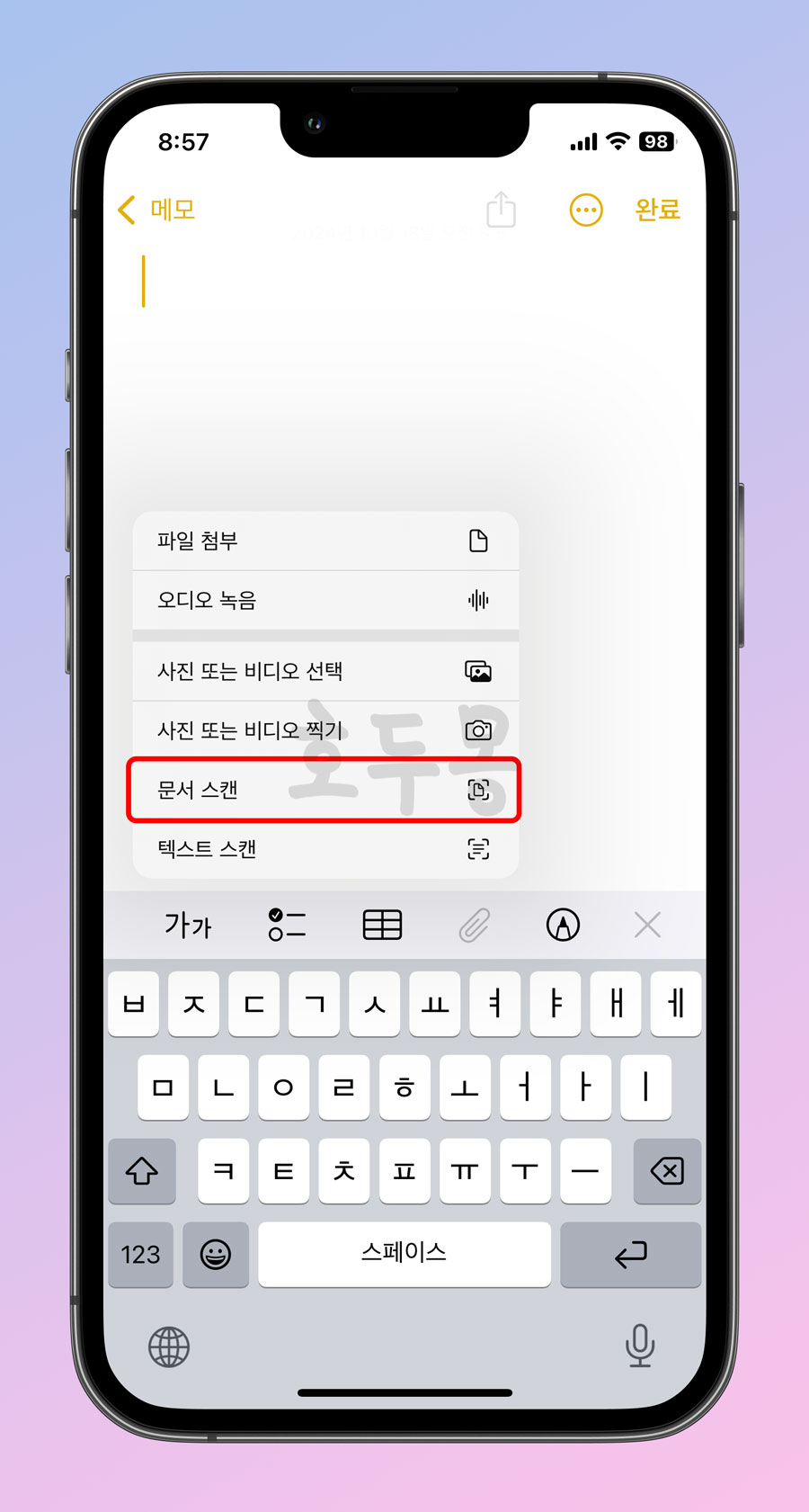 문서 스캔 옵션