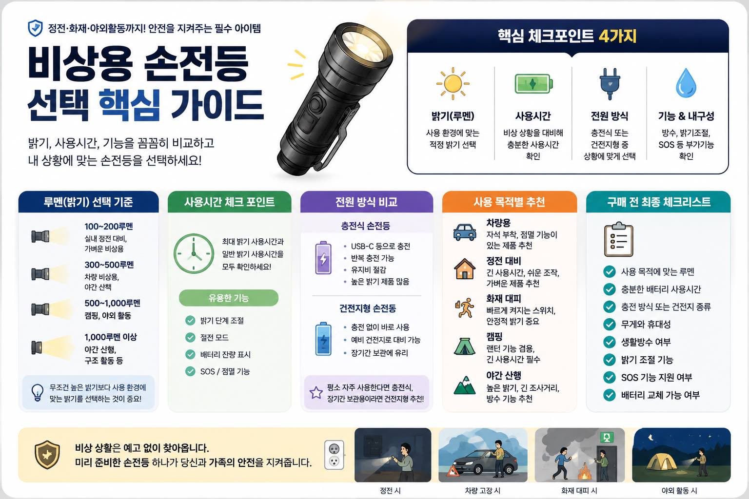 비상용 손전등 선택 방법