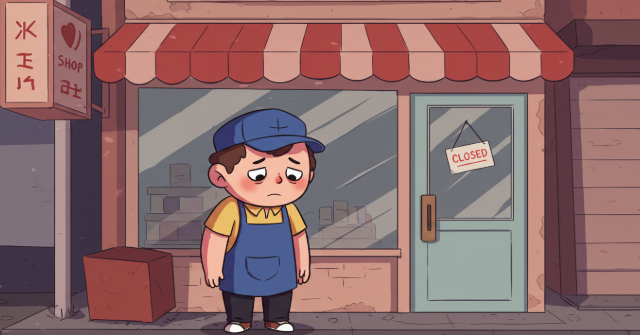 폐업한 가게 앞 사장님 모습