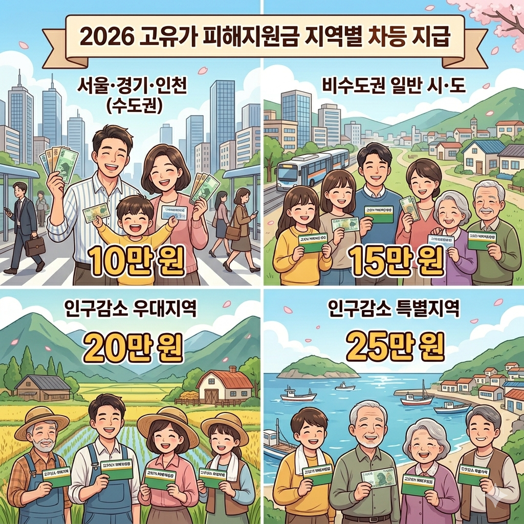고유가 피해지원금 지역별 차등지급