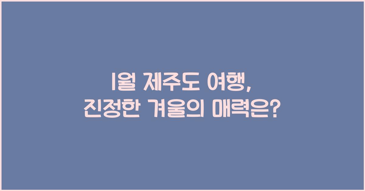 1월 제주도 여행