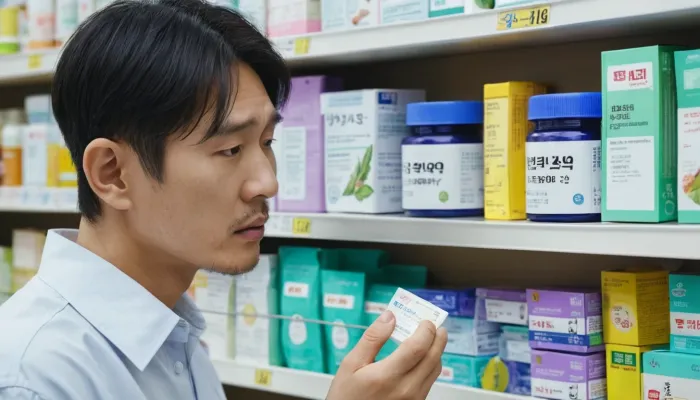 잇몸 염증 치료약을 고르며 고민하는 모습