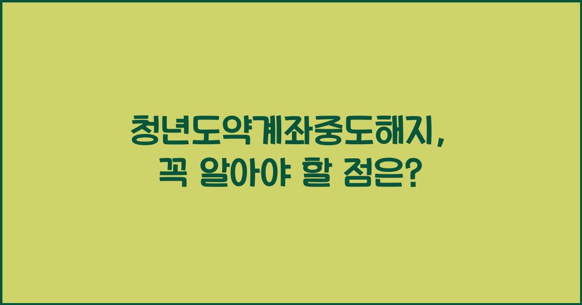 청년도약계좌중도해지