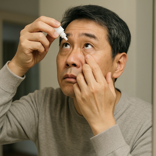 하루 한 번, 안약으로 시력을 지키는 중년 남성의 일상(출처: 자체제작)