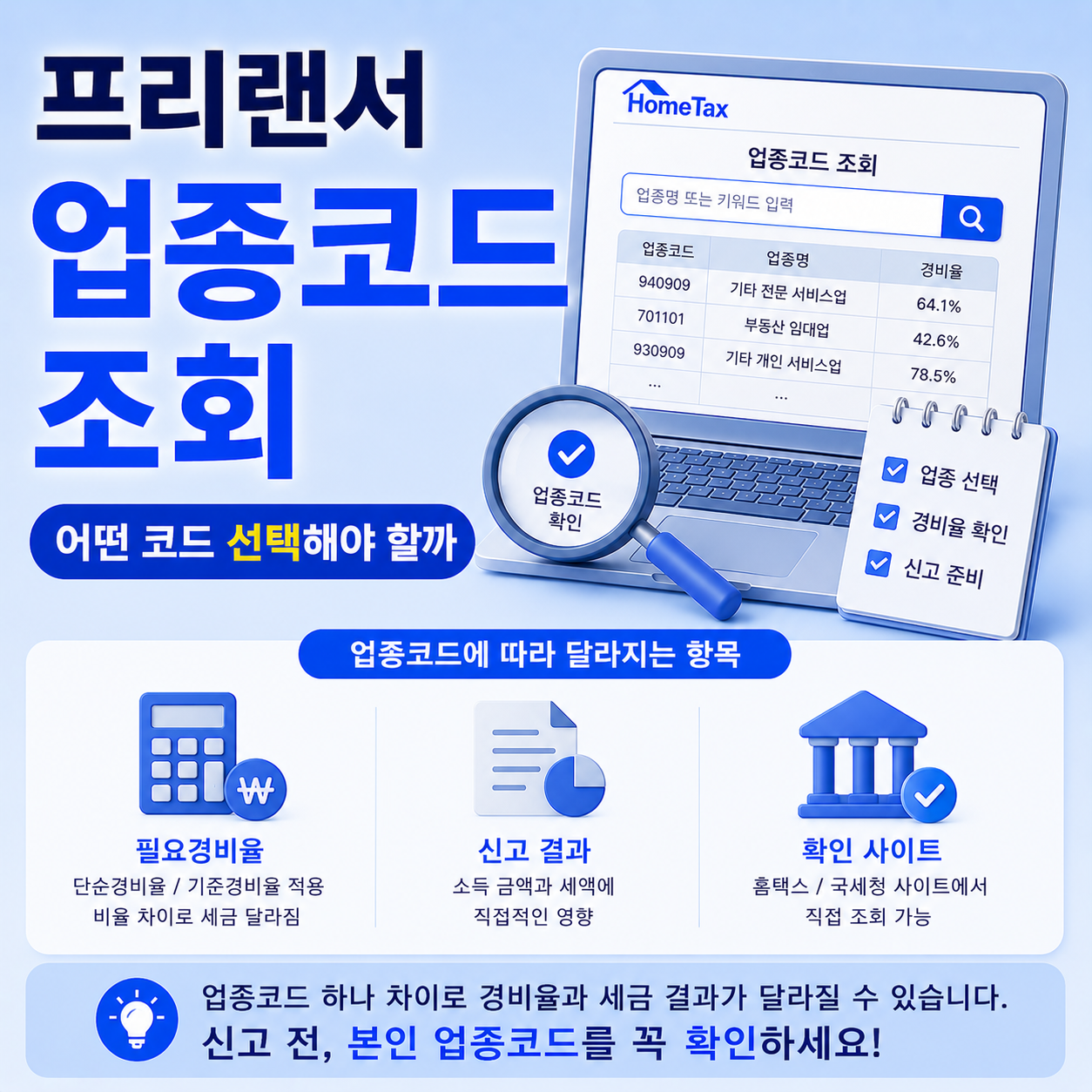 프리랜서 업종코드 조회 방법과 확인 사이트 안내